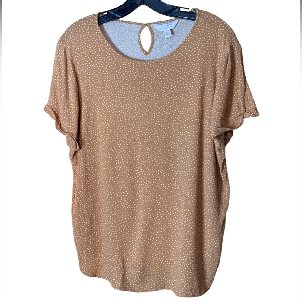 LC Lauren Conrad Elegant Tan Polka Dot Blouse - Size XL